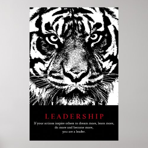 Black White Sumatran Tiger Motivational Leadership Poster