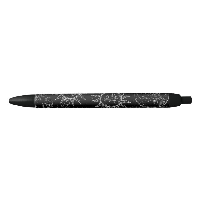 Black White Sun & Moon Celestial Night Sky Pen (Front)