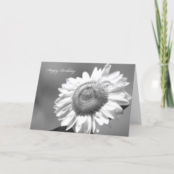 Black & White Sunflower Card For Her Birthday by KathyHenis at Zazzle