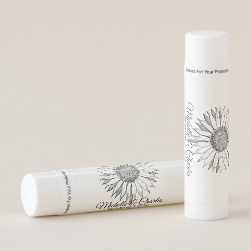 Black White Sunflower Wedding Favor Lipbalm Lip Balm