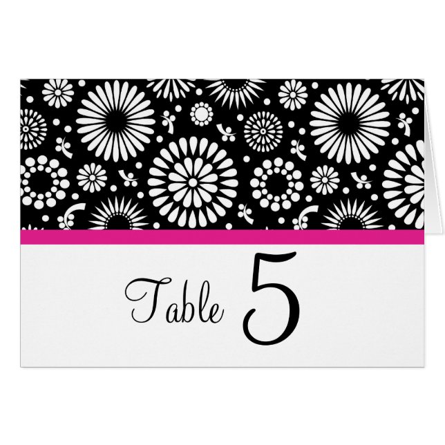 Black White Sunflower Wedding Table Number (Front Horizontal)