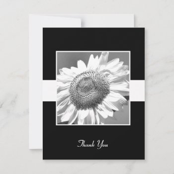 Black/white Sunflower Wedding Thank You Card by henishouseofpaper at Zazzle