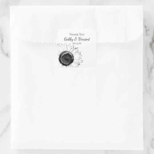 Black White Sunflower Wedding Thank You Favor Tags