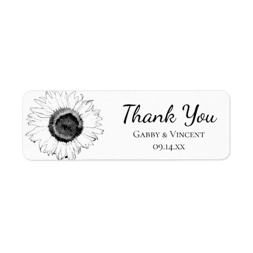 Black White Sunflowers Thank You Party Favor Tag
