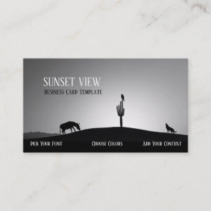 Black White Sunset Landscape Business Card
