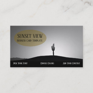 Black White Sunset Landscape Business Card