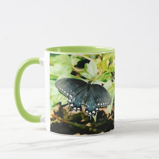 Black White Swallowtail Butterfly Photo Mugs (Left)