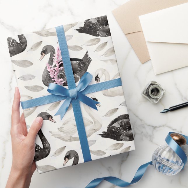 Black White Swans Bridal Shower Wrapping Paper (Gifting)