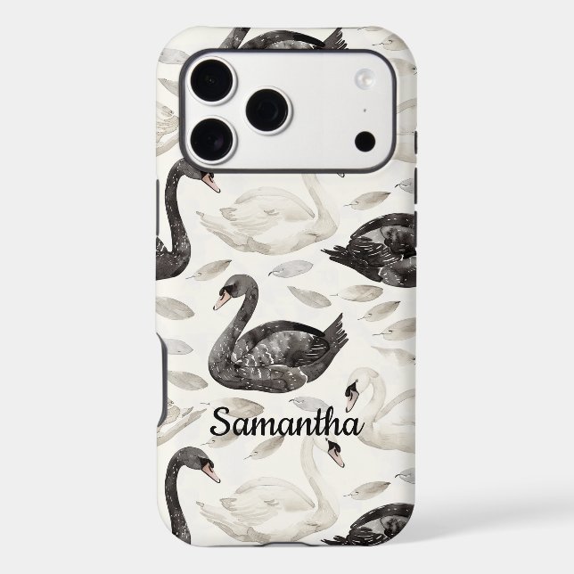 Black White Swans Case-Mate iPhone Case (Back)