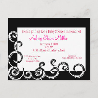 Black & White Swirl Baby Shower Invitation