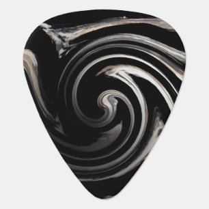 Black & White Swirl Design Guitar Pick