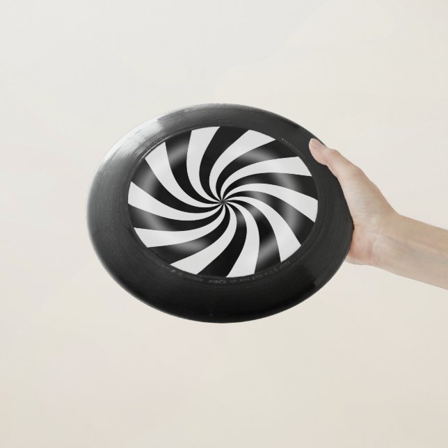 Black & White Swirl Design Wham-O Ultimate Frisbee (In Hand)