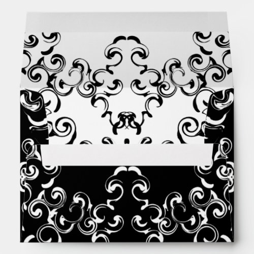 Black  White Swirl Gothic Wedding Envelope