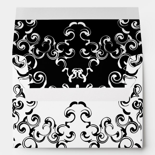 Black & White Swirl Gothic Wedding Envelope (Back (Bottom))