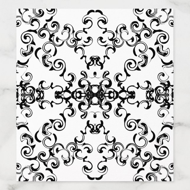 Black & White Swirl Gothic Wedding Envelope Liner (Design)