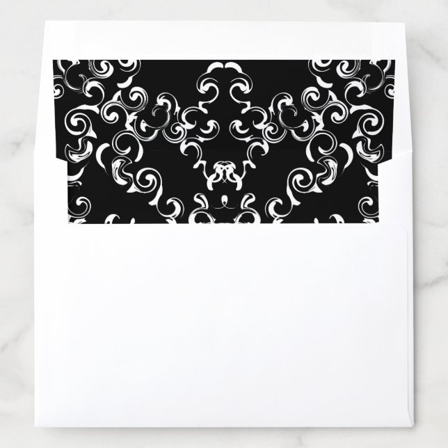 Black & White Swirl Gothic Wedding Envelope Liner (In Envelope)