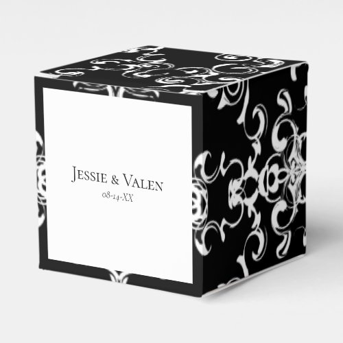 Black  White Swirl Gothic Wedding Favor Boxes