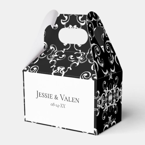 Black  White Swirl Gothic Wedding Favor Boxes