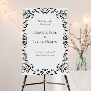 Black & White Swirl Gothic Wedding Foam Board