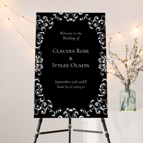 Black  White Swirl Gothic Wedding Foam Board