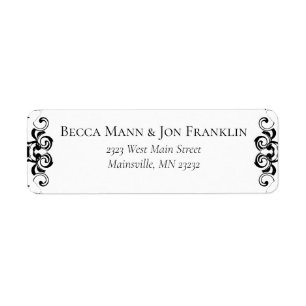 Black & White Swirl Gothic Wedding Label