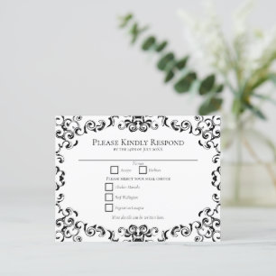 Black & White Swirl Gothic Wedding Postcard