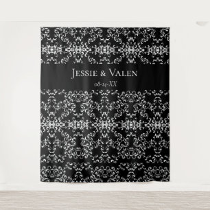 Black & White Swirl Gothic Wedding Tapestry
