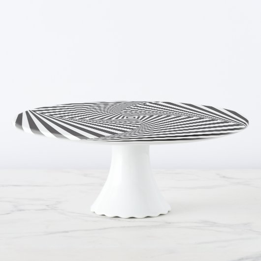 Black & White Swirl Optical Illusion. Cake Stand (3/4)