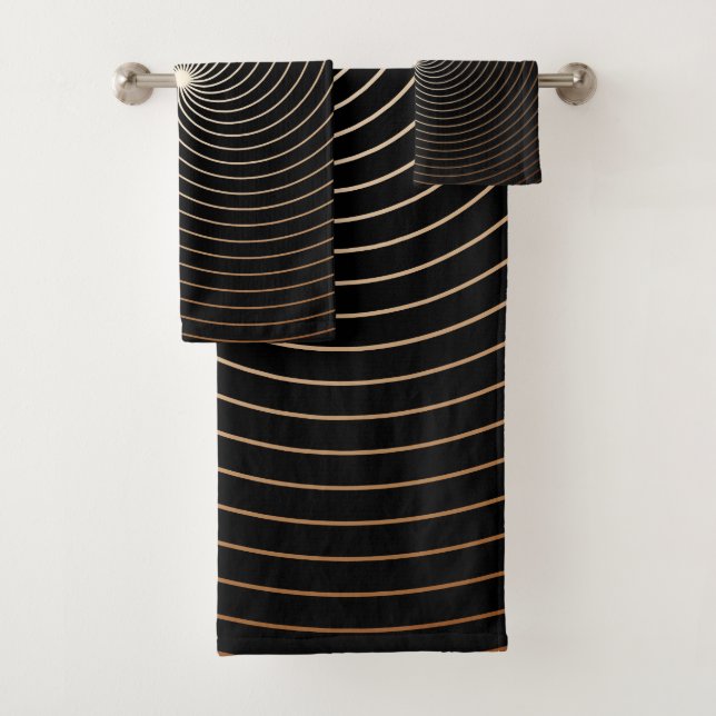 Black & White Swirl w/Tan Gradation Bath Towel Set (Insitu)