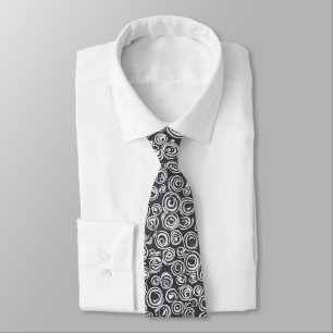 Black & White Swirled Neck Tie