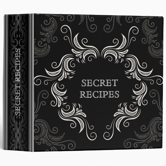 Black & White Swirls Frame Template Binder (Front/Spine)