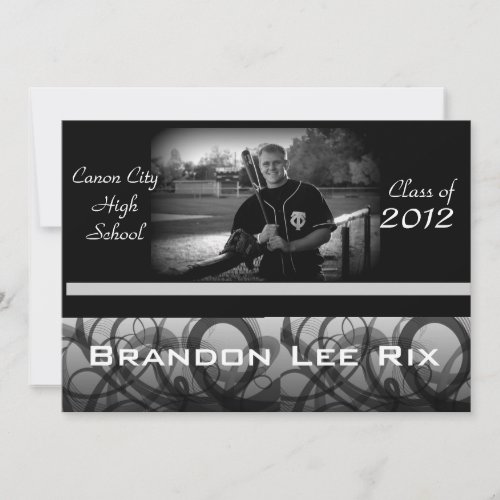 Black &amp; White Swirls Graduation Announcement
