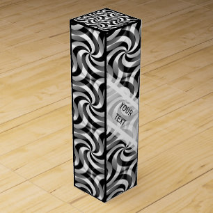 Black & White Swirls Pattern + your text Wine Gift Box