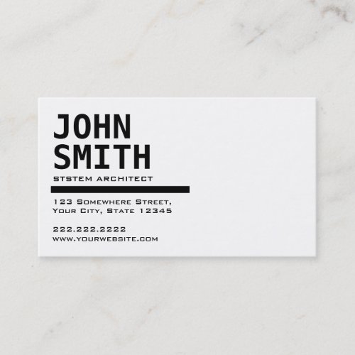 Black  White System Architect Business Card