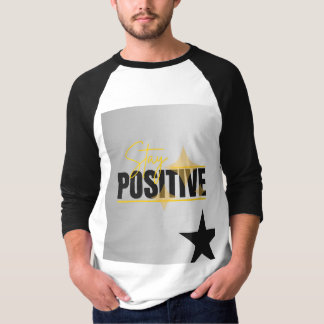 Black white t shirt with stay positive design