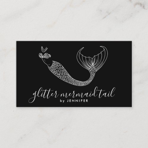 Black White Tail Mermaid Business Card