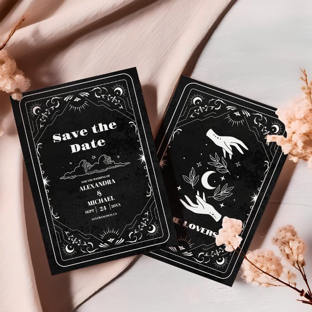 Black White Tarot The Lovers Wedding Save The Date (Creator Uploaded)