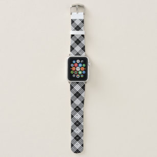 Black & White Tartan Chic Stylish Plaid Pattern Apple Watch Band