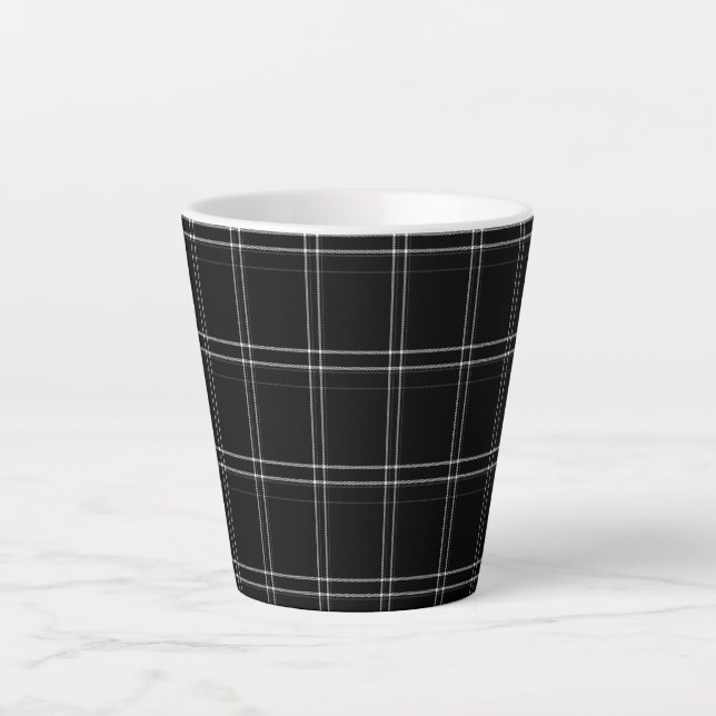 Black & White Tartan      Latte Mug (Front)