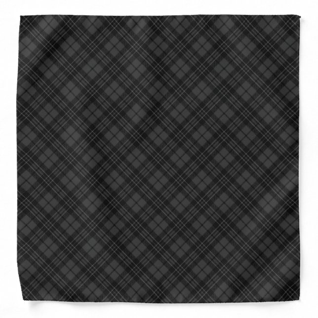 Black white tartan plaid winter Christmas pattern Bandana (Front)