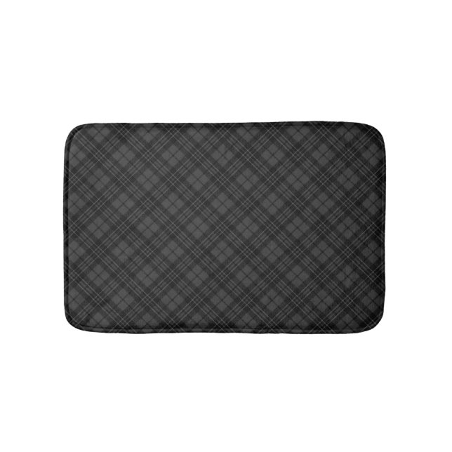 Black white tartan plaid winter Christmas pattern Bath Mat (Front)