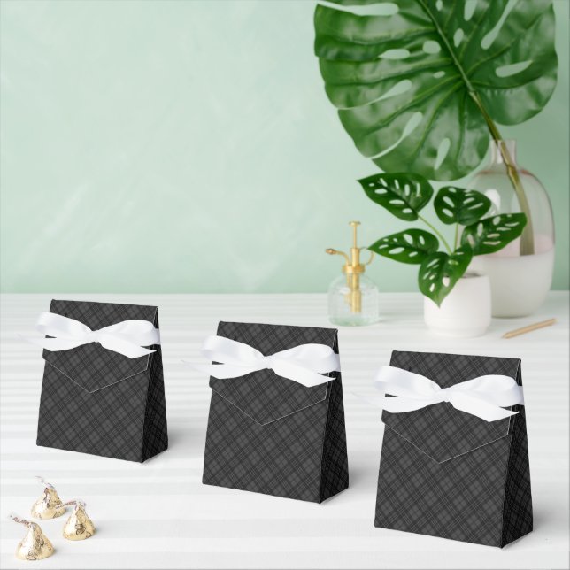 Black white tartan plaid winter Christmas pattern Favor Boxes (Multiple)
