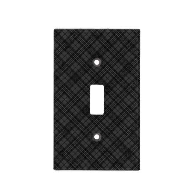 Black white tartan plaid winter Christmas pattern Light Switch Cover (Front)