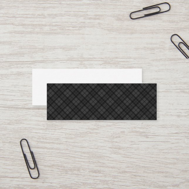 Black white tartan plaid winter Christmas pattern Mini Business Card (Front/Back In Situ)