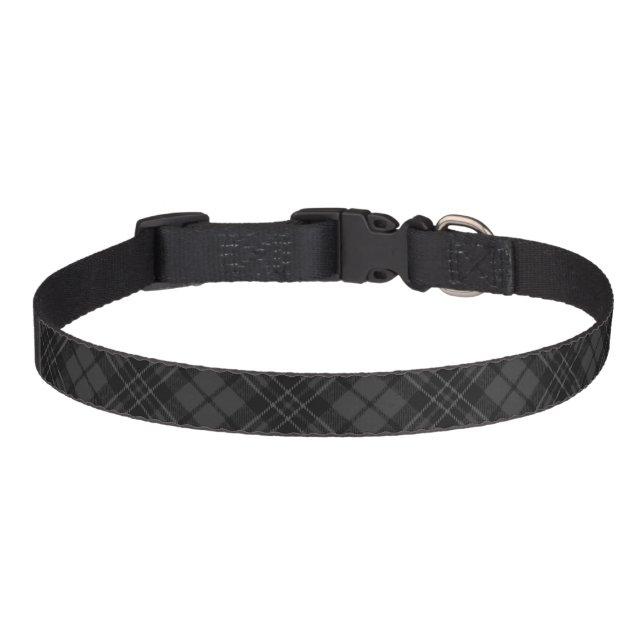 Black white tartan plaid winter Christmas pattern Pet Collar (Front)