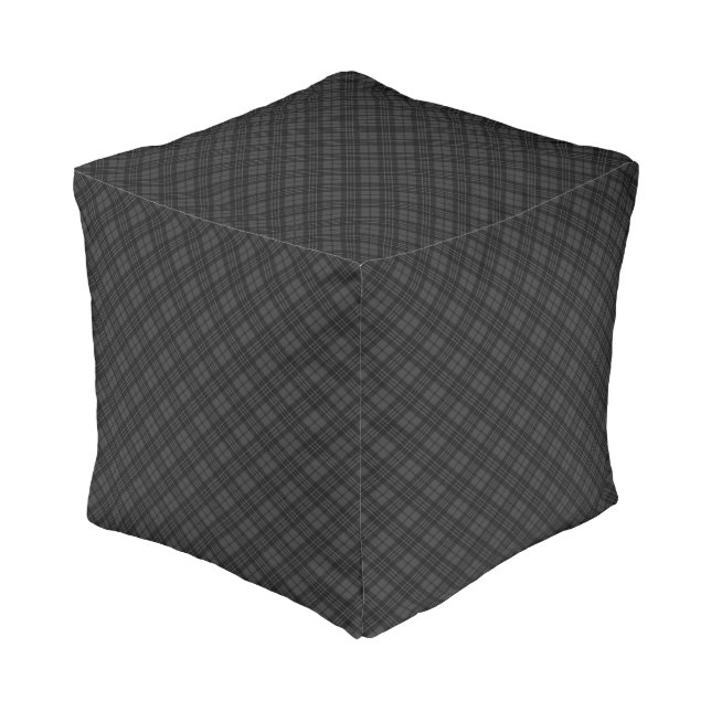 Black white tartan plaid winter Christmas pattern Pouf (Angled Front)