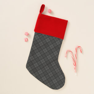 Black white tartan plaid winter Christmas pattern Stocking