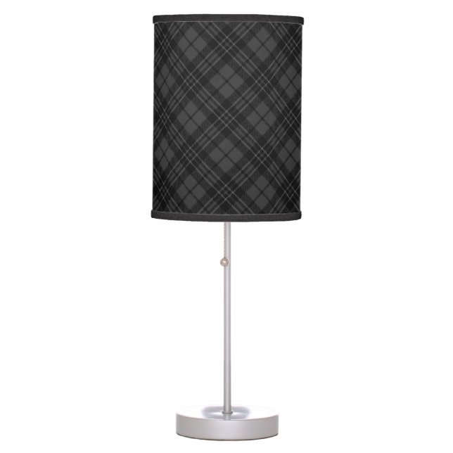 Black white tartan plaid winter Christmas pattern Table Lamp (Front)