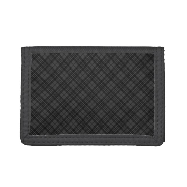 Black white tartan plaid winter Christmas pattern Trifold Wallet (Front)