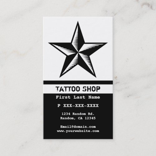 Black white tattoo star custom business cards